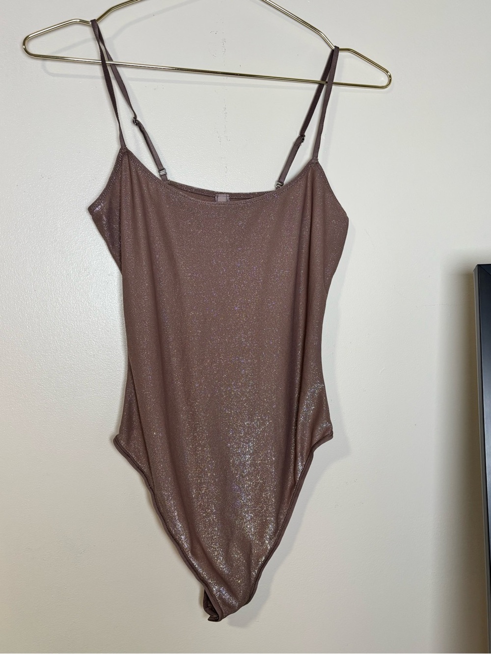 SKIMS Shimmer Cami Bodysuit Metallic Brown Size Medium